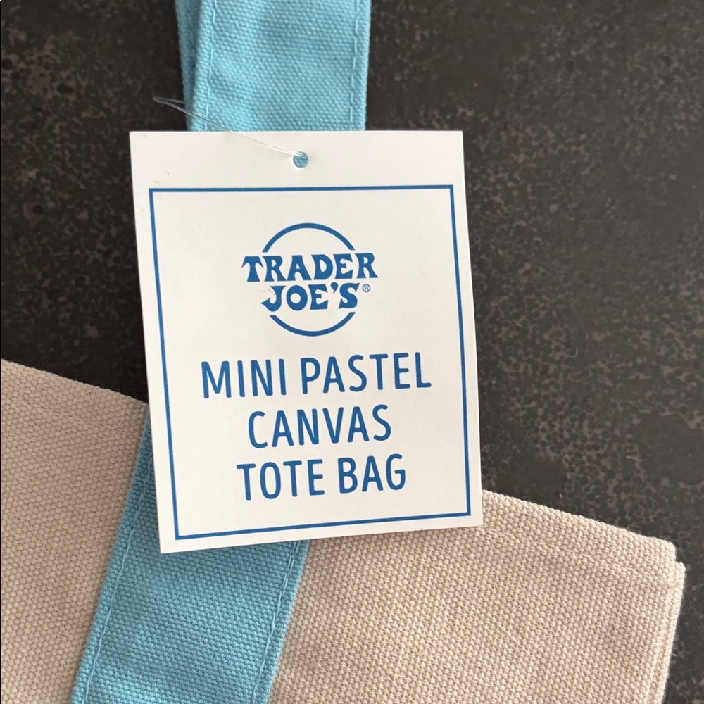 Trader Joe’s Pastel Blue Mini Canvas Tote Bag - Picture 2 of 4